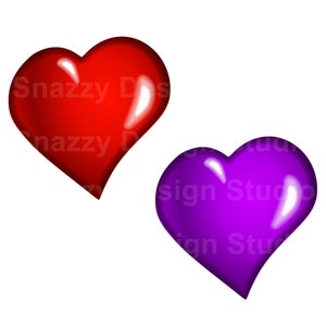 Heart png for sublimation, Purple and Red heart, Valentine Sublimation, Sublimation Hearts, 2 files, Instant Download image 1