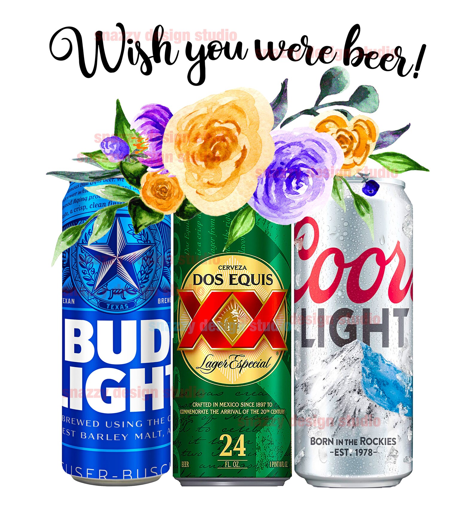 Floral Beer Sublimation Design Wish You Were Beer Beer Etsy