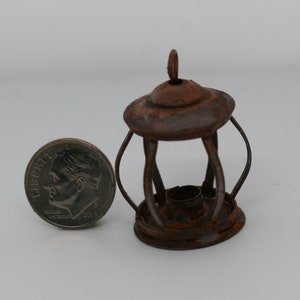 Dollhouse Miniature One Inch Scale 1:12 Small Rusted Lantern
