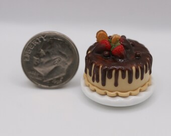 Dollhouse Miniature One Inch Scale 1:12 Chocolate cream Cake by CSpykersMiniaturesUS