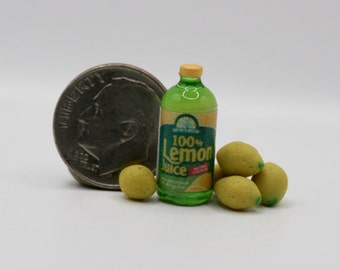 Dollhouse Miniature One Inch Scale 1:12 Bottle of lemon juice by CSpykersMiniaturesUS