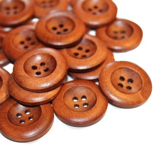 Dark Wood Buttons, 4 Hole, 25mm, Set of 20
