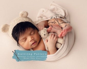 Knitting Pattern Bear Bonnet & Knit Tiny Teddy Bear Set - INSTANT DOWNLOAD