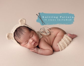 Knitting Pattern Ruth Bonnet and Leggies Size Newborn - todder included - INSTANT DOWNLOAD