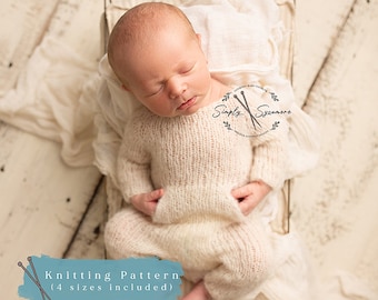 Knitting Pattern Pocket Romper Outfit Size Newborn - 12 months included - INSTANT DOWNLOAD