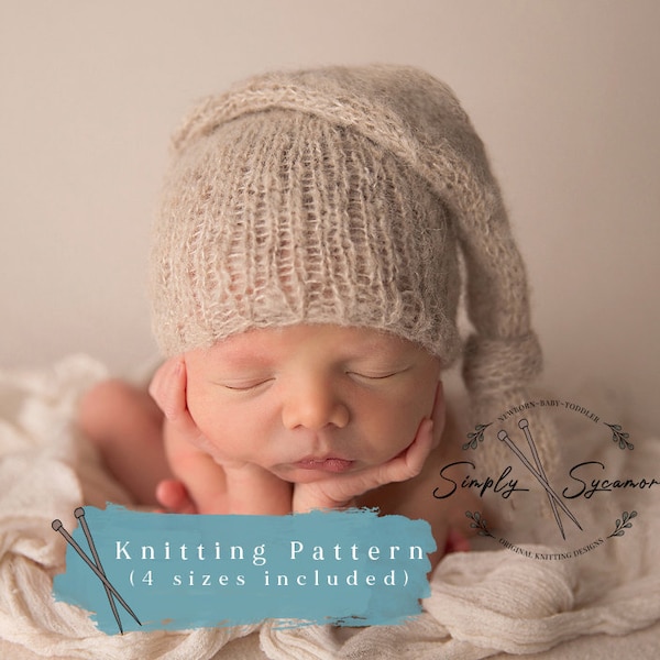 Knitting Pattern Sleeping Hat Stocking Cap Newborn - 12 months included - INSTANT DOWNLOAD