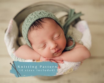 Knitting Pattern Bonnet Size Newborn - child included - INSTANT DOWNLOAD