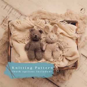 Knitting Pattern Bear Loves Bunny Knit Tiny Teddy Bear and Tiny Bunny INSTANT DOWNLOAD image 1