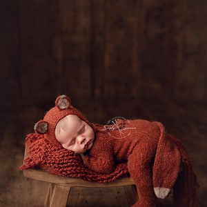 Knitting Pattern Footed Sleeper Jammies & Fox Bonnet Newborn 12 months included INSTANT DOWNLOAD image 3