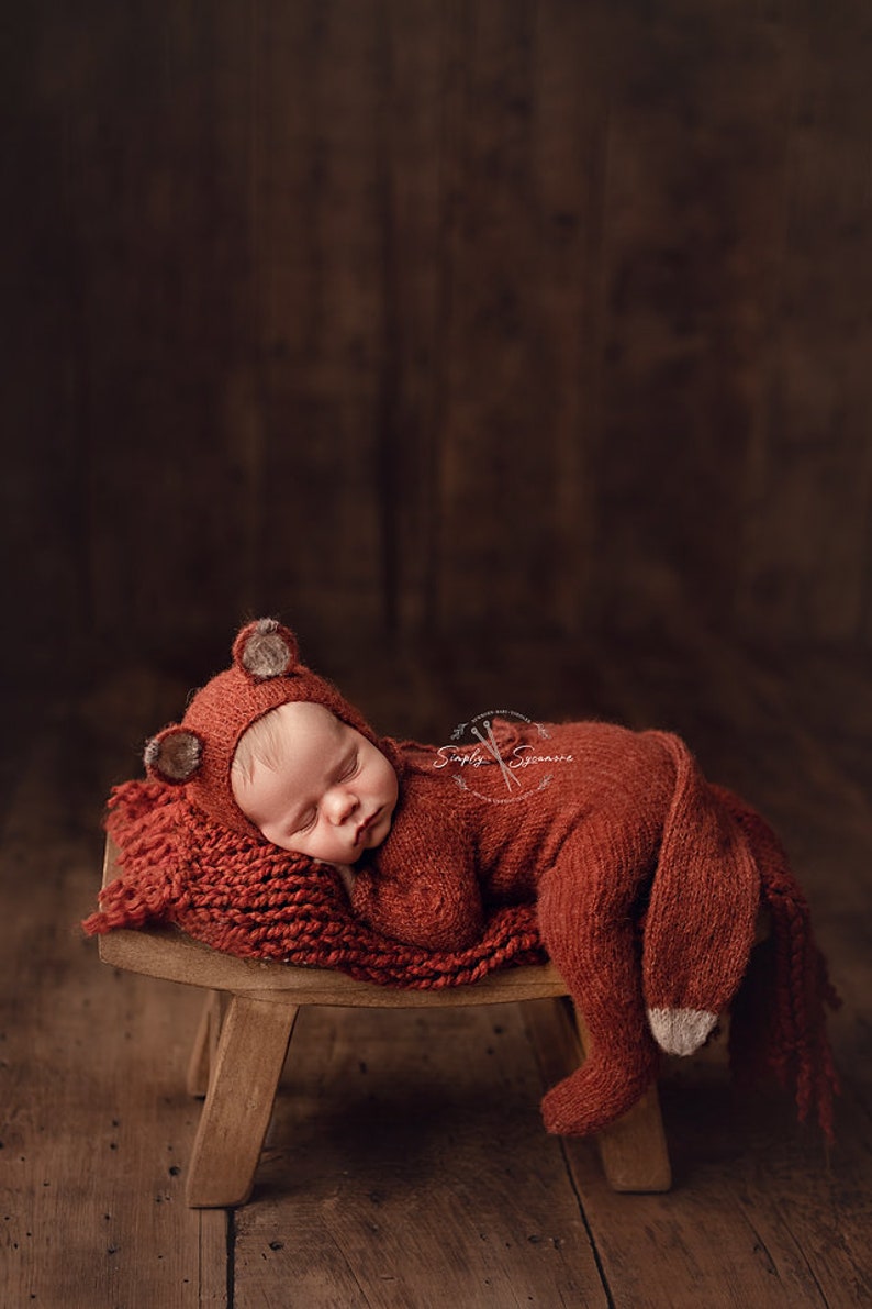 Knitting Pattern Footed Sleeper Jammies & Fox Bonnet Newborn 12 months included INSTANT DOWNLOAD image 3