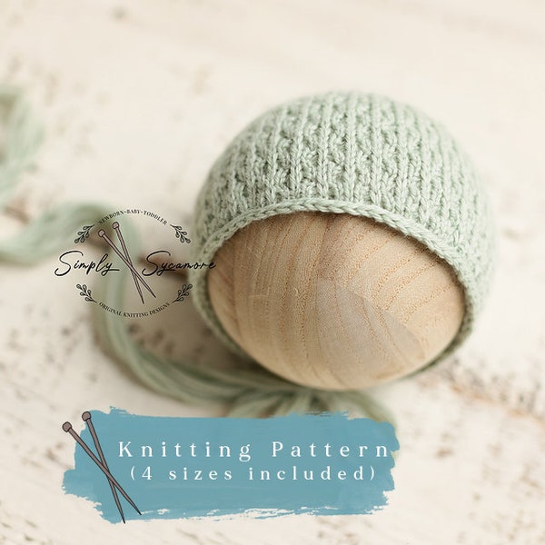 Knitting Pattern Reversible Bonnet Size Newborn - child included - INSTANT DOWNLOAD