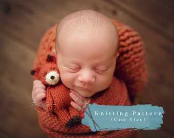 Knitting Pattern fox stuffed animal - Knit Tiny fox for newborn photography - INSTANT DOWNLOAD