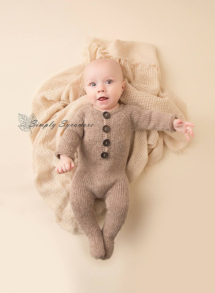 Knitting Pattern Sleeper Romper Outfit Footed Size Newborn Etsy