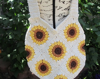 Crochet Sunflower Shoulder Bag Made to Order