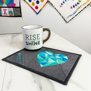 Heart Glass Foundation Paper Pieced Mug Rug Pattern