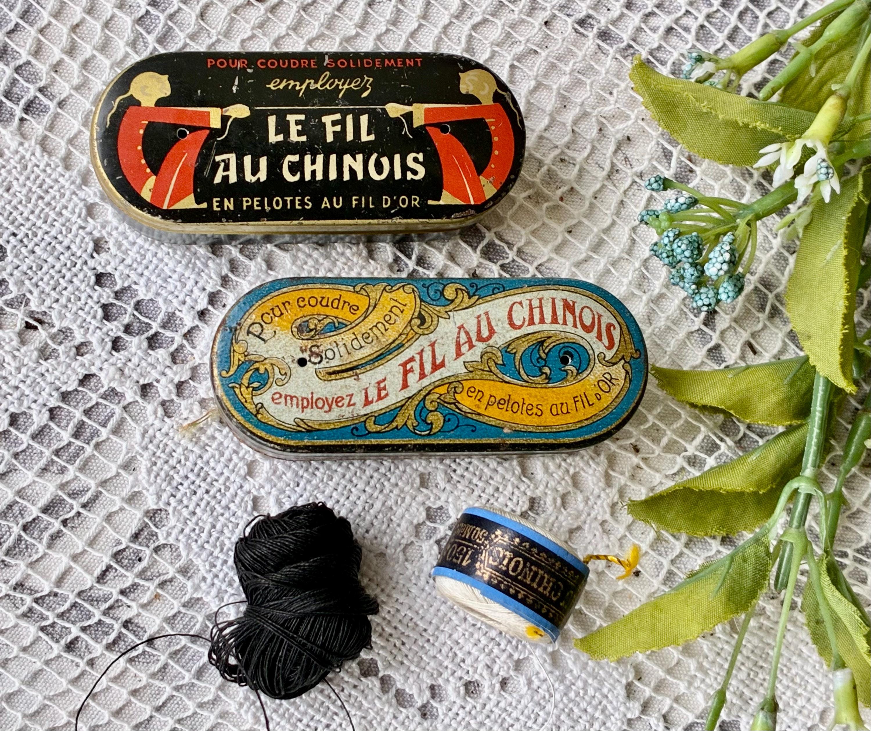 1800年代後半のフランスアンティーク「Le Fil au Chinois」糸用ブリキ