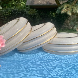 French Vintage Round Frosted Glass & Gold Light Shade with Wavy Edge / Elegant  1930s/40s French Country Living / Retro Glass Lighting