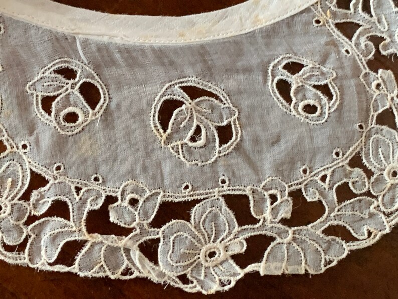 Three French Antique Embroidery on Cambric? Collars / Three Delightful Victorian Collars in Various Styles / 1900s Romantic Collars image 3