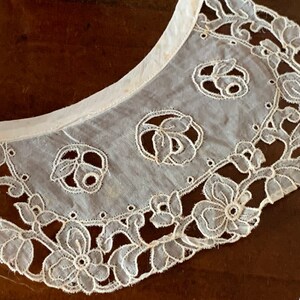 Three French Antique Embroidery on Cambric? Collars / Three Delightful Victorian Collars in Various Styles / 1900s Romantic Collars image 9