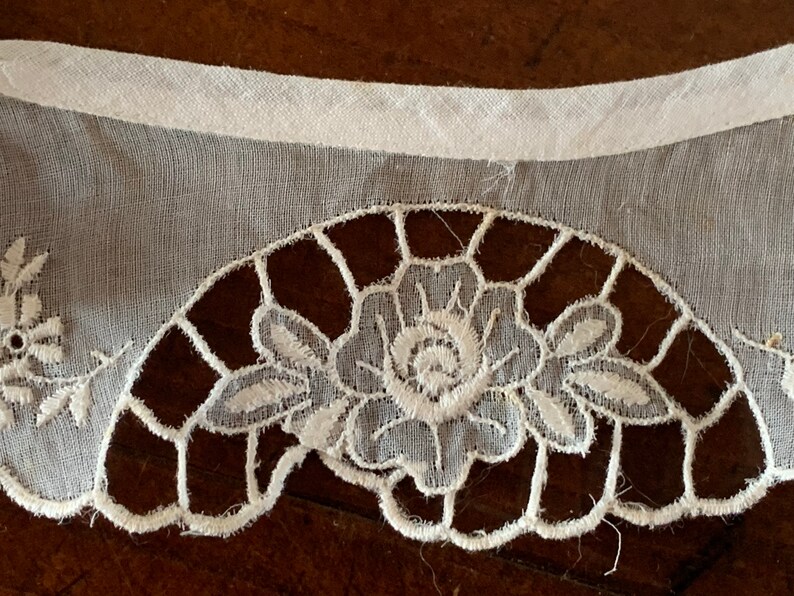 Three French Antique Embroidery on Cambric? Collars / Three Delightful Victorian Collars in Various Styles / 1900s Romantic Collars image 4