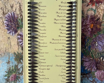 French 1980s Metal Shopping List - Fun French Kitchen Decor - Country Farmhouse Look - Useful and Decorative