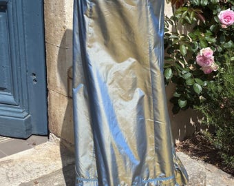 Long French 1980s Shot Silk Skirt In Iridescent Tones of Blue/Green / by Corinne Sarrut