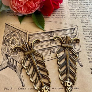 Two Small French Antique Bronze Elements / Furniture Embellishments / Lovely & Cute 1900s Bronze Hardware / Great for Creative Project