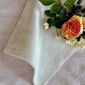 Two Large Square French Antique Fine Cotton Handkerchiefs Initialled "H" / Elegant' Hankies Lovely Fine Line Detail