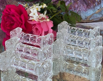 Sei poggia-coltelli antichi francesi in cristallo al piombo / Poggia-coltelli in stile pilastro corinzio del 1900 di Cristal de Sèvres / Elegante decorazione da tavola