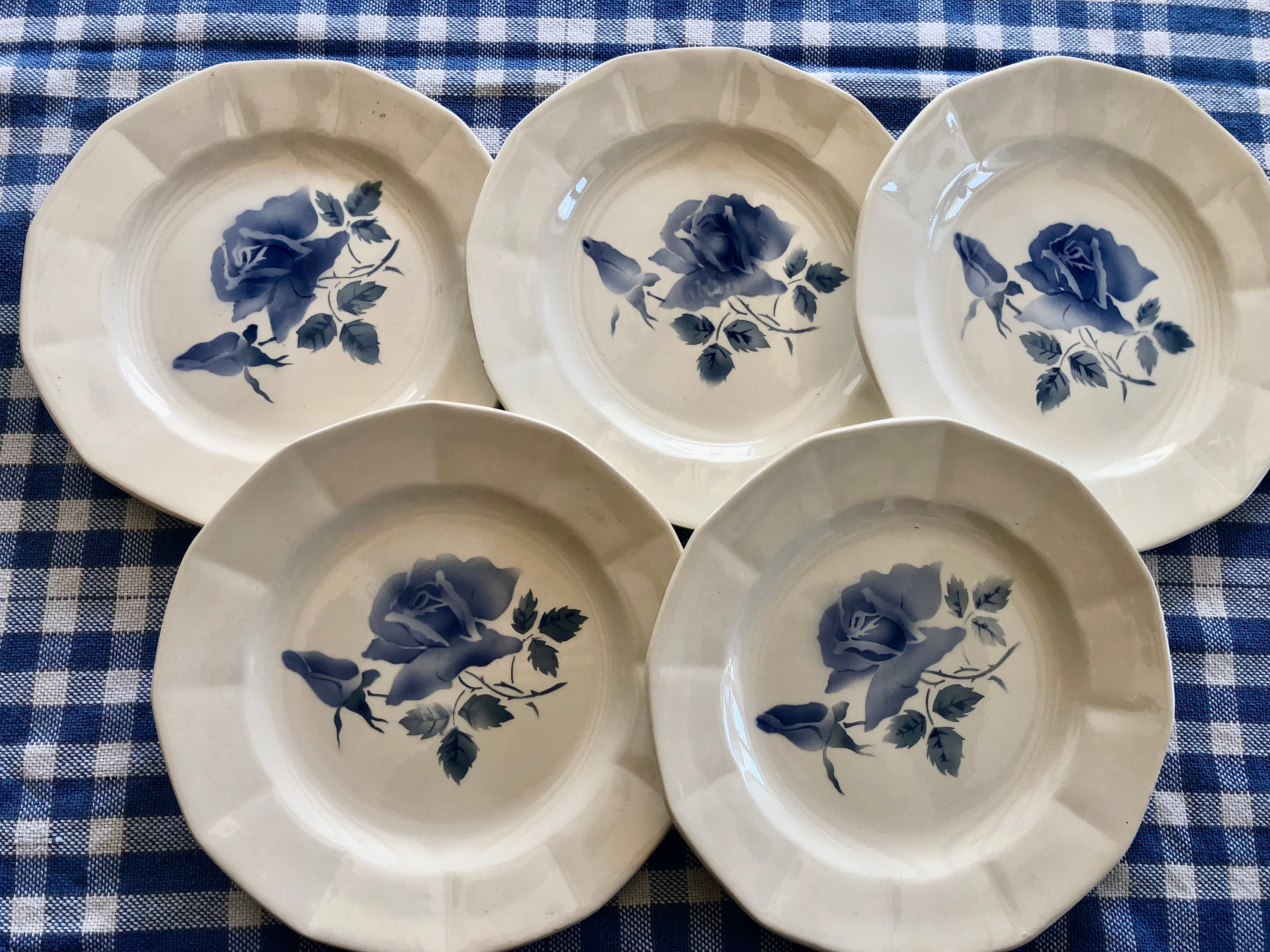 Sarreguemines ボタニカル　ブルーグリーン　フランス　アンティーク Sarreguemines ボタニカル ブルーグリーン フランス