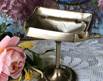 French Vintage Brass Sink on Pedestal Shaped Ashtray / Advertising? Ashtray, Coin or Miniature Soap Dish / Quirky 1920s Gift Idea