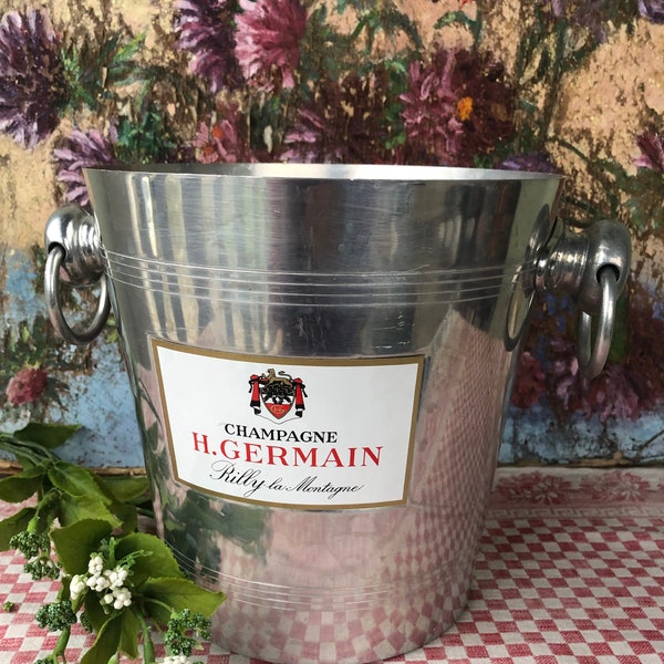 French Vintage H. Germain Champagne Bucket / Elegant Champagne Cooler for Every Occasion / Lovely Label / Made in France