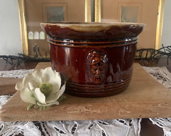 Small French Antique Dark Brown Glazed Clay Terracotta Dish From South West France / Classic French Rustic Dish / Rich Brown Glaze