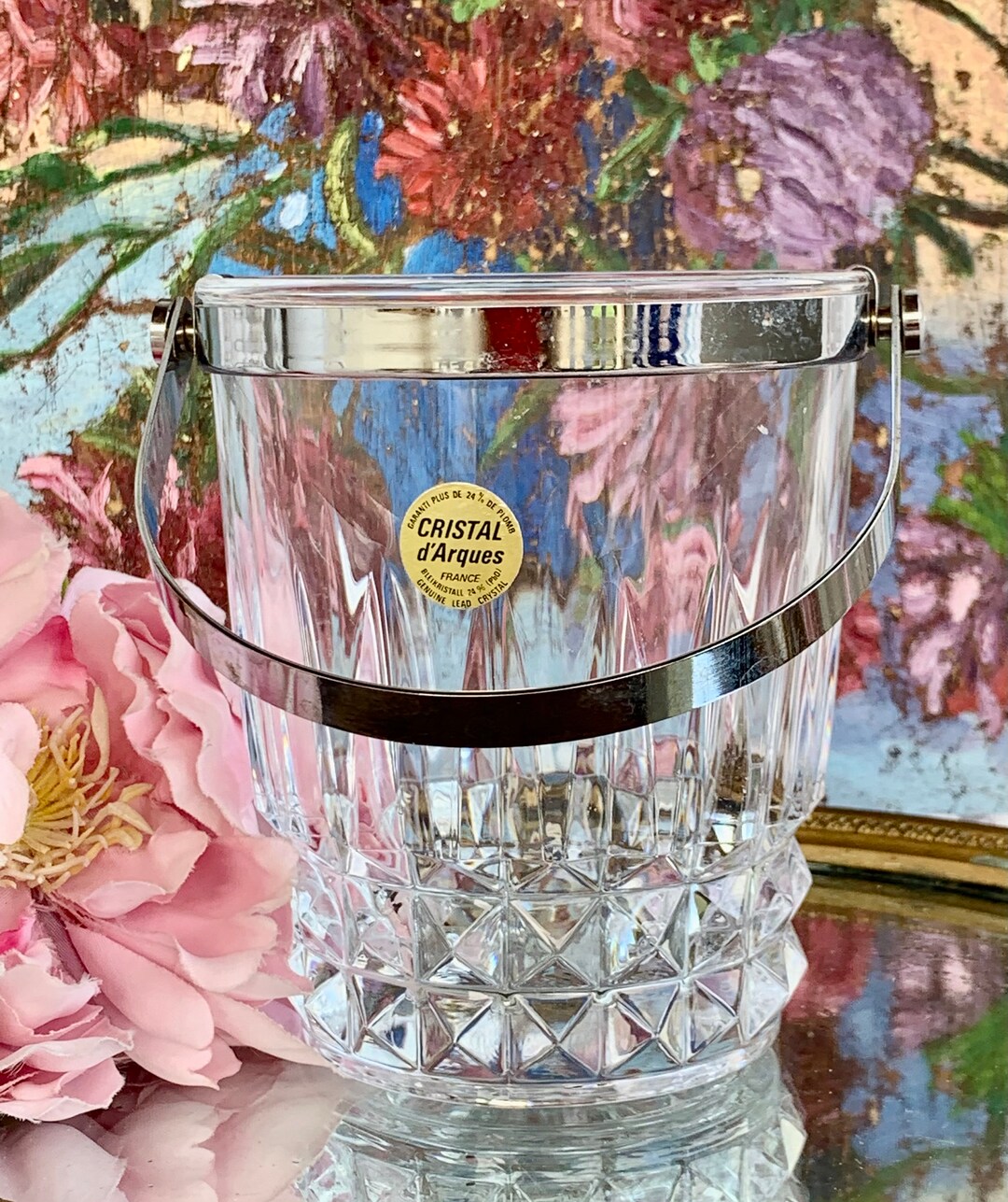 French Vintage Lead Crystal Ice Bucket With Handle / Small & Etsy