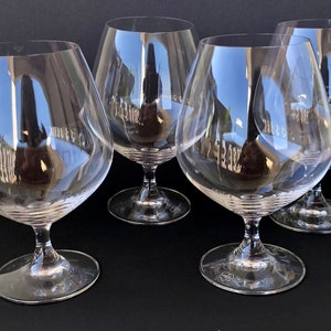 Quatro grandes copos de conhaque de cristal francês vintage/óculos grandes e elegantes de conhaque francês/gravura EV na base/ideia de presente