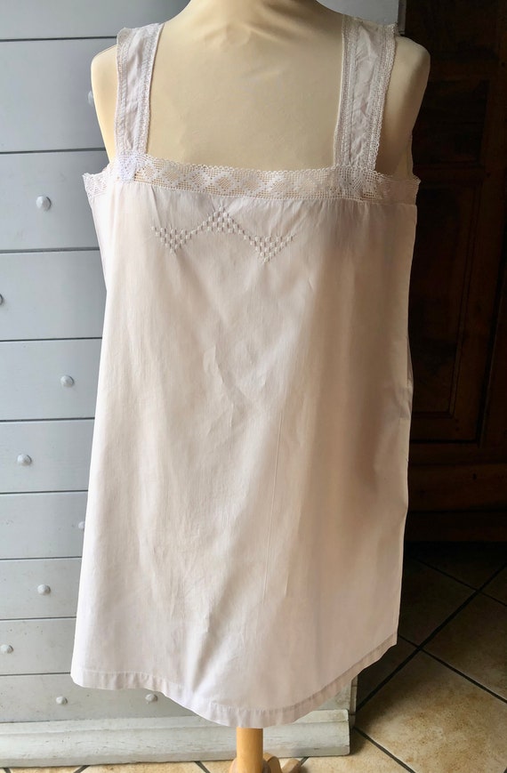 French Antique Short White Hand Made Cotton Nightd