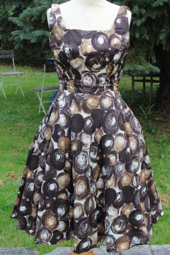 Wonderful French Vintage 1950s Dress / Brown Atomi