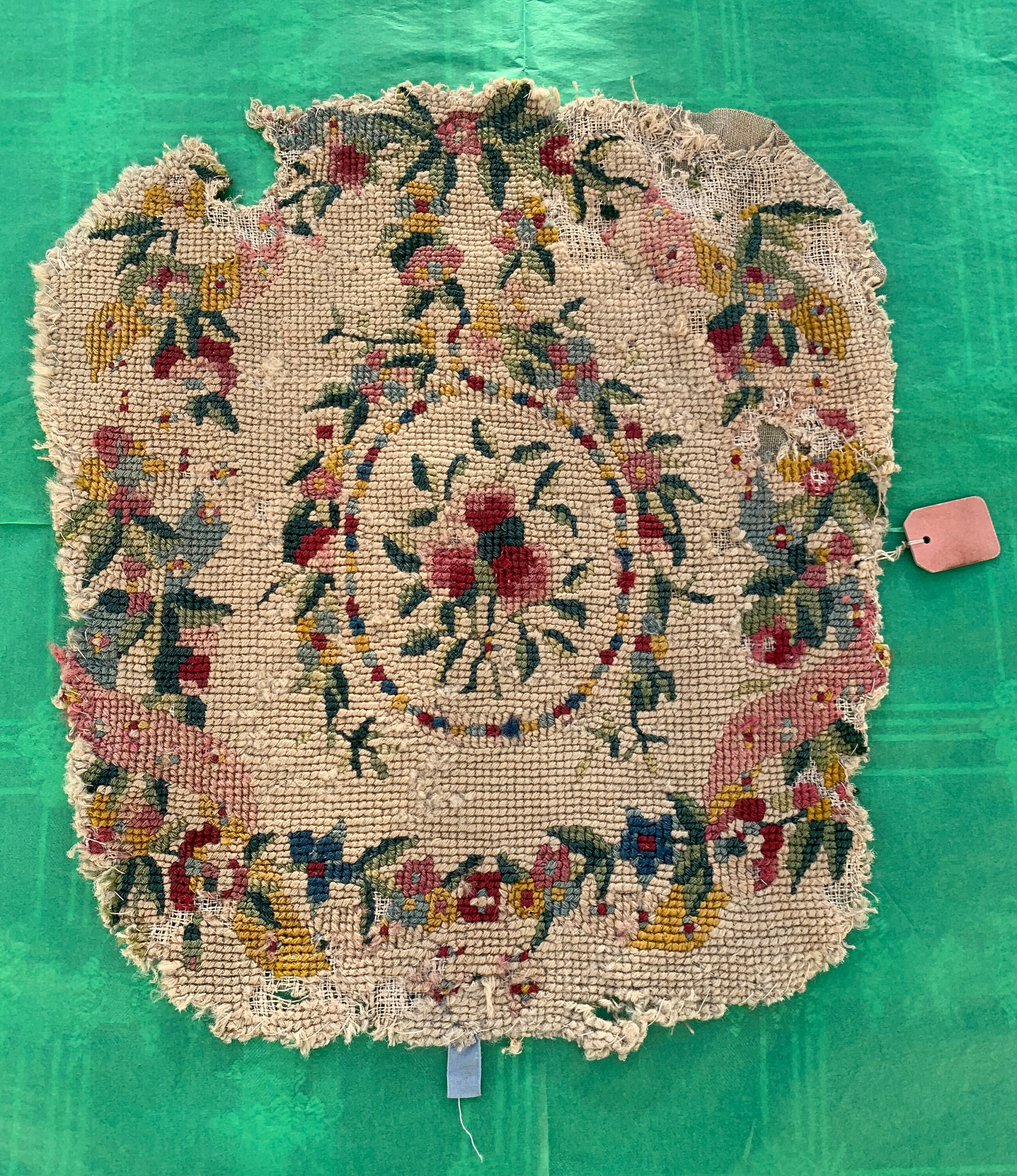 French Antique Late 1700s Cross Stitch on Canvas Piece
