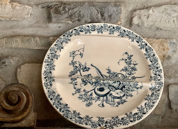 イギリスアンティーク アスパラガスプレート ブルー＆ホワイト イギリスアンティーク アスパラガスプレート ブルー＆ホワイト