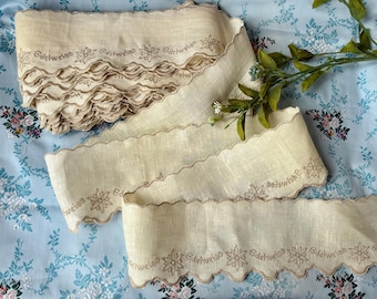 アンティーク ナプキン フランス 手刺繍 リネン セット フランス製アンティークリネンの手刺繍ダマスクナプキン6枚セット