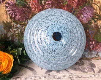 French 1930s Round Pale Blue Marbled Opaline Glass Light Shade / Elegant French Country Living / French Lightshade in a Lovely "Clichy" Blue