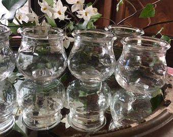 Set of Six Small French Antique Glass Cloches/Suction Cups / Little Hand Blown Cloches