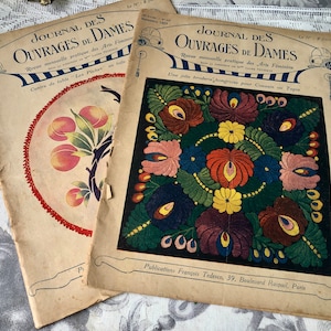 Two French Antique &quot;Journal des Ouvrages de Dames&quot; Magazines from 1923 / French Journals Showcasing Dressmaking, Embroidery etc