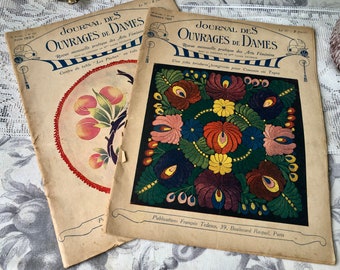 Two French Antique &quot;Journal des Ouvrages de Dames&quot; Magazines from 1923 / French Journals Showcasing Dressmaking, Embroidery etc