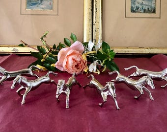 Six French Vintage Silver Plated Galloping Horses Knife Rests / 1970s Knife Holders / Great Table Decor / Gift for the Horse Lover