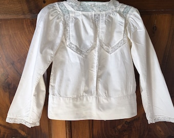 French Antique Child's Cotton & Lace 1900s Blouse/Top / Exquisite French Antique Child's Clothing / Exquisitely Executed
