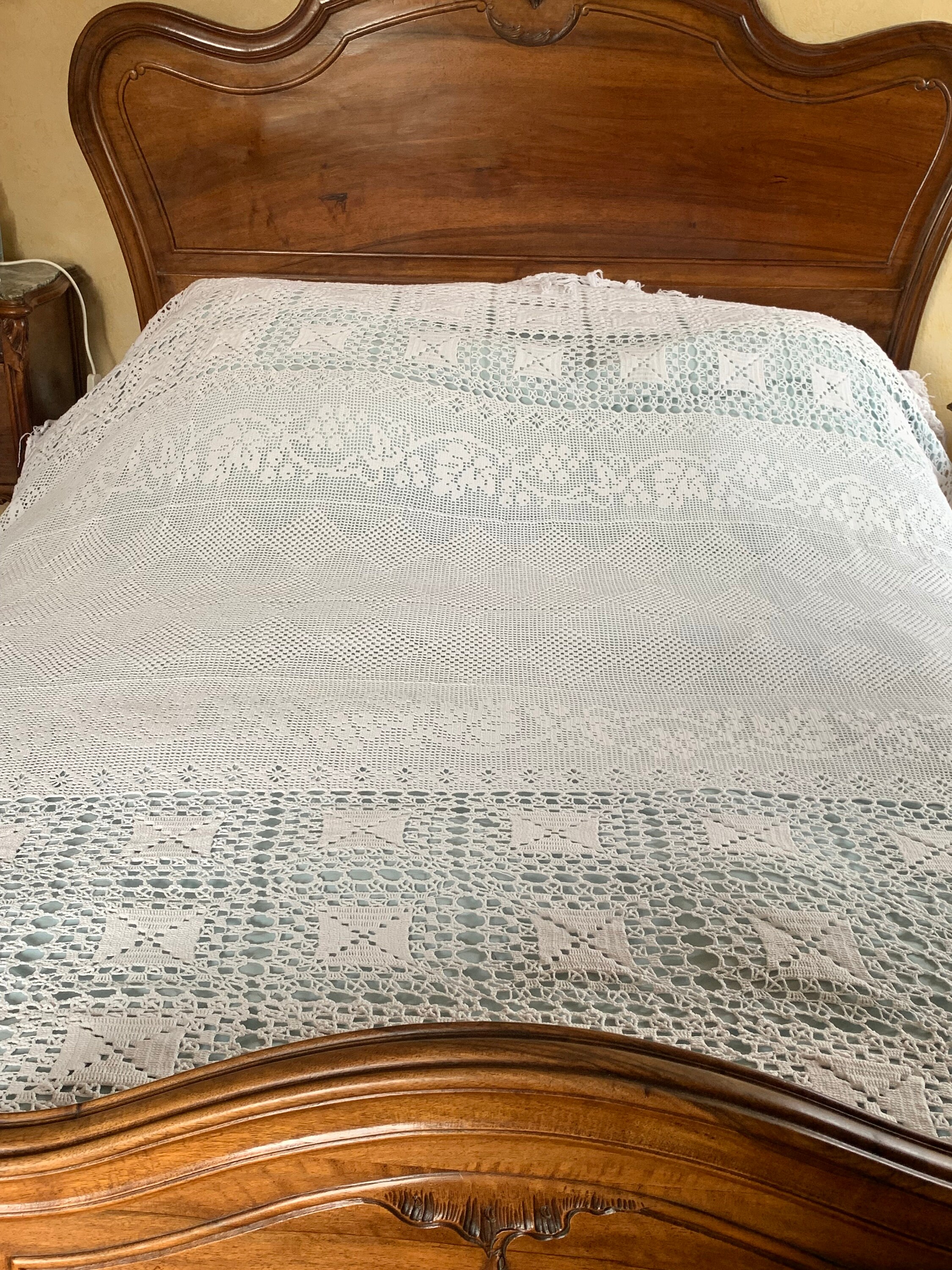 Wunderschöner französischer antiker weißer Baumwolle Gehäkelte | Etsy