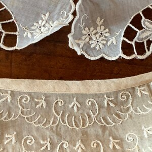Three French Antique Embroidery on Cambric? Collars / Three Delightful Victorian Collars in Various Styles / 1900s Romantic Collars image 7