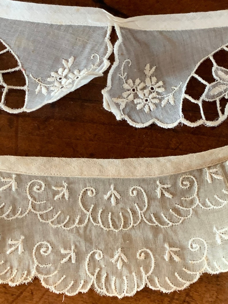 Three French Antique Embroidery on Cambric? Collars / Three Delightful Victorian Collars in Various Styles / 1900s Romantic Collars image 7