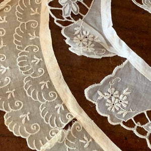 Three French Antique Embroidery on Cambric? Collars / Three Delightful Victorian Collars in Various Styles / 1900s Romantic Collars image 8